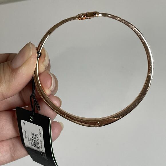 Kate Spade Yours Truly Heart Pave Open Hinge Cuff Bracelet Rose Gold Valentine - Picture 5 of 10